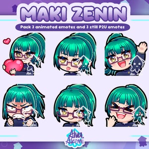 Maki JJK Emote Pack | Animated and Still Emote Bundle | Jujutsu Kaisen Anime | JJK | School Girl | Twitch P2U Emotes