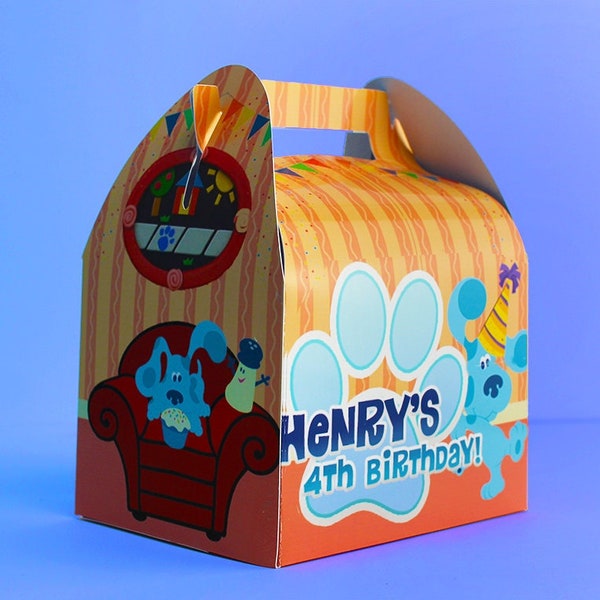 Blues Clue's Blue Inspired Personalised Children’s Party Box Gift Bag Favor, Birthday goodie bag, Boys Celebration Bag