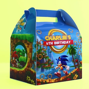 Sonic the Hedgehog Inspired Personalised Children’s Party Box Gift Bag Favor, Sonic birthday treat bag, Birthday goodie bag, Celebration Bag