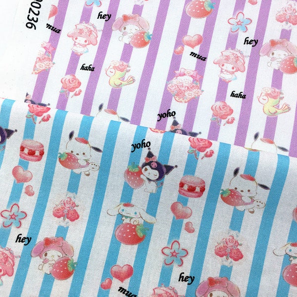 Sanrio Kuromi My Melody Tissu Japonais Anime Tissu Animation Tissu Pur Coton Dessin Animé Coton Tissu Par Le Demi-Mètre