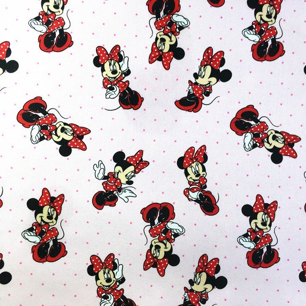 Tissu Minnie Mickey Mouse en coton pur, dessin animé, au demi-mètre