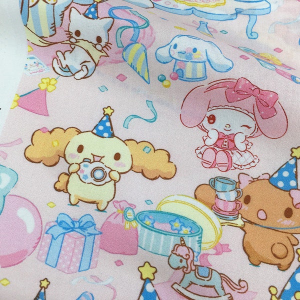 Sanrio My Melody Cinnamoroll Fabric Japanese Anime Fabric Animation Fabric Pure Cotton Cartoon Cotton Fabric By The Half Meter