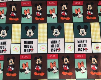 Lattice Minnie Mickey Mouse Fabric Pure Cotton Cartoon Cotton Fabric By The Half Meter