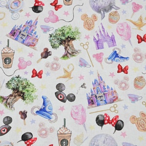 Minnie Mickey Mouse Fabric Fairy Magic Kingdom Castle Starbucks Fabric Pure Cotton Cartoon Cotton Fabric By The 45 CM