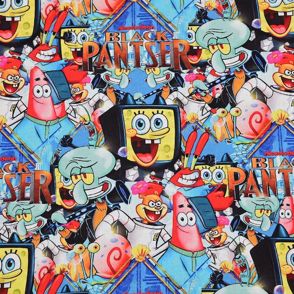 SpongeBob SquarePants Fabric SpongeBob Patrick Fabric Pure Cotton Cartoon Cotton Fabric By The 45 CM