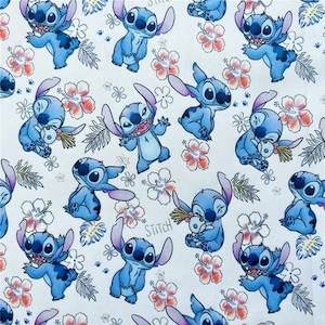 Stitch and Angel Fabric Blue Koala Fabric Pure Cotton Cartoon Cotton Fabric By The 45 CM