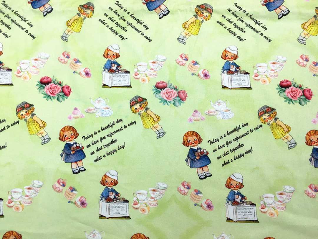 Vintage Paper Doll Fabric Anime Fabric Animation Fabric Pure Cotton