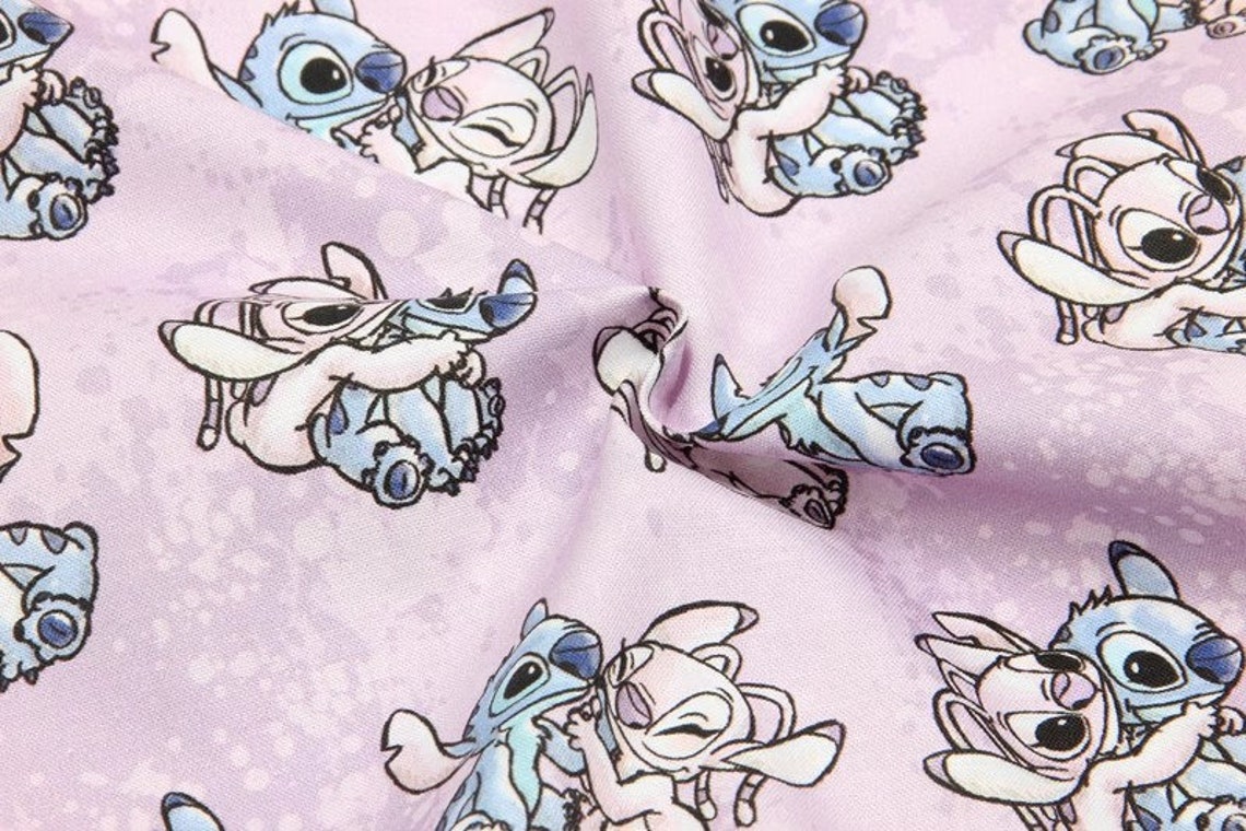 Stitch and Angel Fabric Blue Koala Fabric Pure Cotton Cartoon Etsy