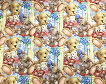 Tissu ours en peluche Tissu ours Tissu pour enfants Tissu en coton pur coton dessin animé au demi-mètre