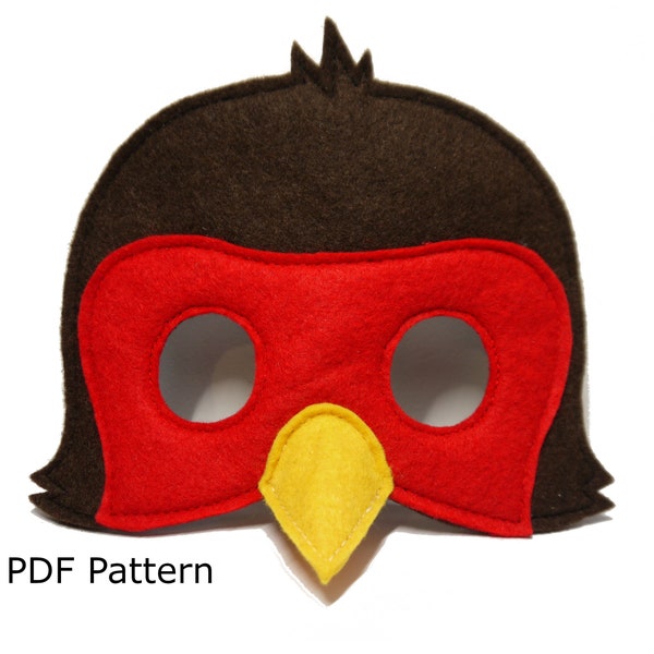 Robin bird costume mask sewing Pattern / book day / paper craft / printable template/ costume mask sewing pattern, party dress up Adult size