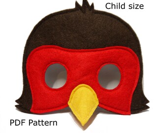 Robin bird kostuummasker naaien Kerstpatroon / kindermaat / papierambacht / afdrukbare sjabloon / kostuummasker naaipatroon, feestjurk