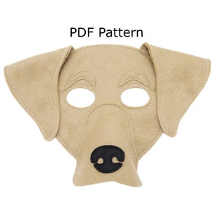 Labrador dog costume mask sewing pattern, digital file, sew or glue your own mask, Adult size, theatre, cosplay, dress up, party