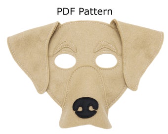 Labrador hond kostuum masker naaipatroon, digitaal bestand, naai of lijm je eigen masker, volwassen grootte, theater, cosplay, aankleden, feest