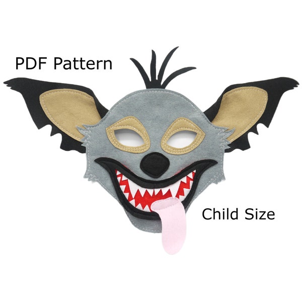 Children's mask Hyena costume mask sewing Pattern / papercraft / printable template/ paper costume mask, digital file