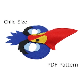 Hornbill Bird costume mask pattern Christmas gift idea costume sewing pattern, Child size, theatre, party, papercraft, download