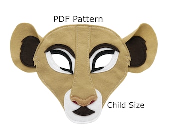Patroon Leeuwin kostuummasker kindermaat, maak een kousvuller / vulmiddel, digitaal bestand, theater, boekendag, cadeau, papercraft