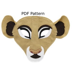 Pattern Lioness costume mask sewing pattern, digital file, Adult size, Christmas, theatre, cosplay, book day, party female lion women's girl