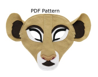 Patroon Leeuwin kostuum masker naaipatroon, digitaal bestand, volwassen grootte, Kerstmis, theater, cosplay, boekendag, feest vrouwelijke leeuw vrouwenmeisje