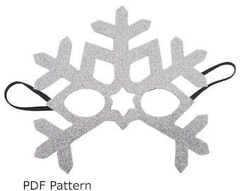 Sneeuwvlok kostuummasker Patroon naai of geen naai Kerstpatroon / papierambacht / afdrukbare sjabloon / naaipatroon, volwassen grootte