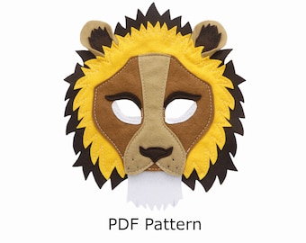 Leeuw kostuum masker naaien patroon / papercraft / afdrukbare sjabloon / papieren kostuum masker naaipatroon, digitaal bestand, volwassen grootte, Halloween