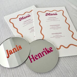 Namenskarten | Platzkarten aus Spiegelglas für Hochzeiten und andere festliche Anlässe | wunderschönes Gastgeschenk
