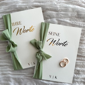 Heft für Ehegelübde / Eheversprechen | Aquarellpapier | Chiffonband | personalisiert