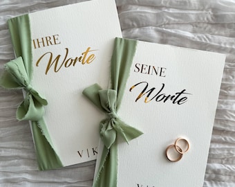 Heft für Ehegelübde / Eheversprechen | Aquarellpapier | Chiffonband | personalisiert