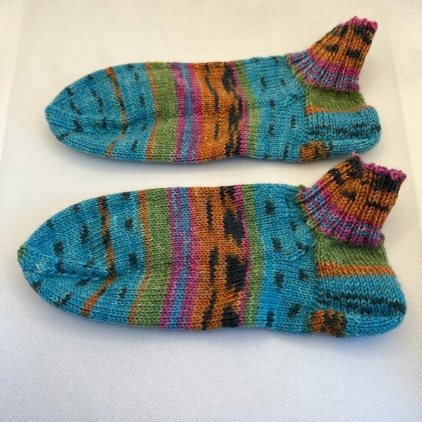 1 Paar selbstgestrickte / handgestrickte Opal Sneaker Socken Color Größe 34/35 Socken / selbstgestrickte Kinder Strümpfe Socken