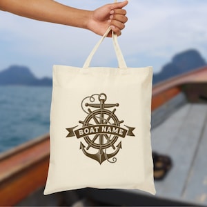 Custom Boat Name Canvas Tote Bag, Nautical Canvas Tote Bag, Boat Name Canvas Tote Bag, Personalized Boat Canvas Tote Bag