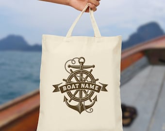 Bolso de lona con nombre de barco personalizado, bolso de lona náutico, bolso de lona con nombre de barco, bolso de lona con nombre de barco personalizado