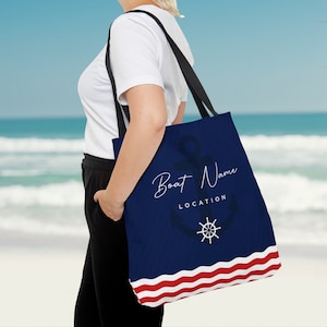 Custom Boat Name Tote Bag, Nautical Tote Bag, Boat Name Tote Bag, Personalized Boat Tote Bag