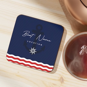 Designed Boat Stylish Back Coaster, Hardboard Back Coaster For Boat, Personalized Cork-Back Coaster, Coaster Gift for Boat