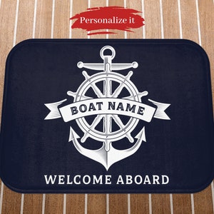 Personalized and Custom Boat Name Boat Mat, Boat Rug, Nautical Custom Mat, Gift for Boat Owner,  2 Sizes