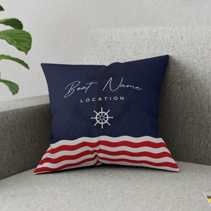 Custom Boat Stylish Pillow, Personalized Anchor Pillow, Pillow for Boat, Boat Decor Pillow, Nautical Gift for Boat, 4 Sizes