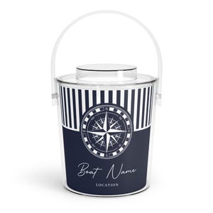 Personalized Nautical Ice Bucket with Tongs, Custom Boat Ice Bucket, Boat Gift, Boat Name Ice Bucket, Captain Gift, Ice Bucket for Yachts