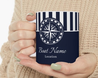 Custom Boat Name Mug, Personalized Boat Luxury Mug, Mug for Boat, Luxury Cup, Custom Boat Cup, Boat Captain Gift, 11 oz