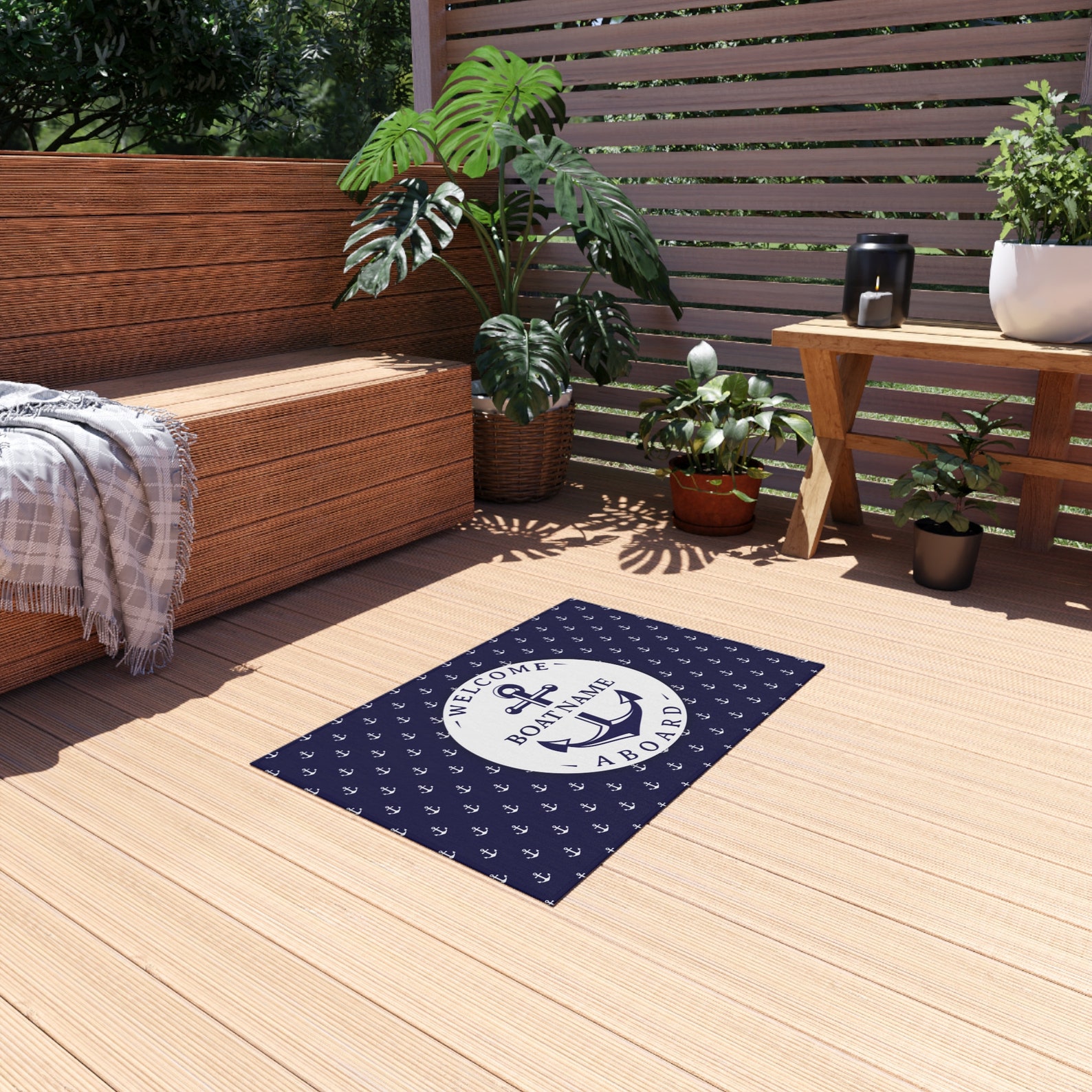 Custom Dotty Design Boat Rug, Boat Mat, Nautical Custom Rug, Gift for ...