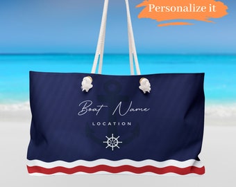 Custom Weekender Bag, Custom Nautical Bag, Personalized Weekender Bag, Custom Boat Gift, Custom Boat Name Bag