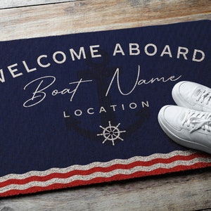 Personalized and Custom Stylish Design Boat Rug, Boat Mat, Nautical Custom Rug, Gift for Boat Owner, 24" × 36"