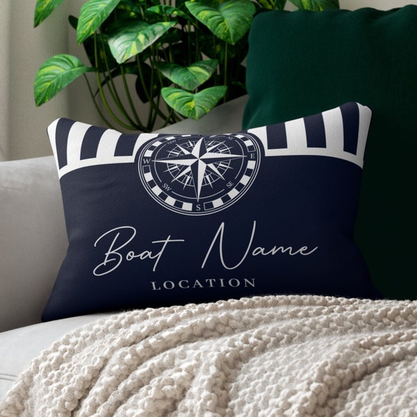 Custom Boat Luxury Pillow, Personalized Boat Name Pillow, Pillow for Boat, Boat Decor Pillow, Nautical Gift for Boat, Boat Cushion 20"x14"