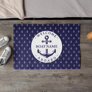 Custom Dotty Design Boat Rug, Boat Mat, Nautical Custom Rug, Gift for Boat Owner, 24" × 36"