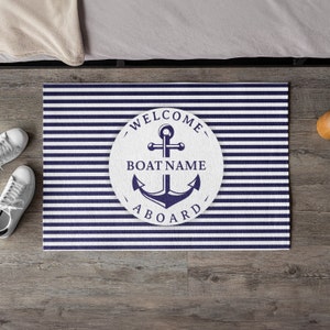 Custom Striped Design Boat Rug, Boat Mat, Nautical Custom Rug, Gift for Boat Owner, 24" × 36"