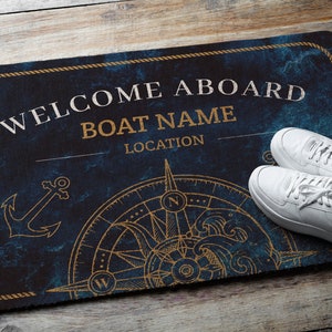 Personalized and Custom Compass Boat Rug, Rope Rug, Nautical Custom Rug, Gift for Boat Owner, 24" × 36"