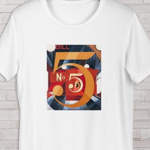 Abstraction t-shirt I Saw the Figure 5 in Gold 1928 painting by Charles Demuth, an American painter, Art Futurism graphic shirt, Cubist  Tee