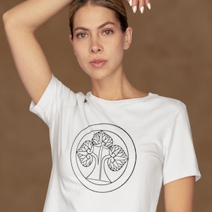 Japanese Graphic t-shirt, lotus leaf vintage illustration, The Ornamental Arts Of Japan lotus leaf drawing, pattern plants shirt, nature Tee