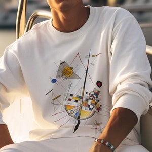Unisex Sweatshirt Wassily Kandinsky geometric composition Delicate Tension, Watercolor and ink drawing Fine Art Shirt, Gift  Abstract Lover