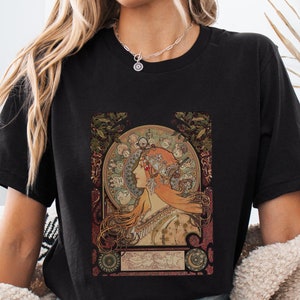 Art Nouveau T-shirt, Alphonse Mucha Artwork Zodiac, Vintage Illustration, French Art Tee, Aesthetic Clothing, Gift For Artlover.