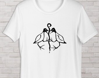 Unisex t-shirt Two Birds 1892 print by Gerrit Willem Dijsselhof, Birds T-shirt, Dutch art, vintage drawing shirt, funny birds tee