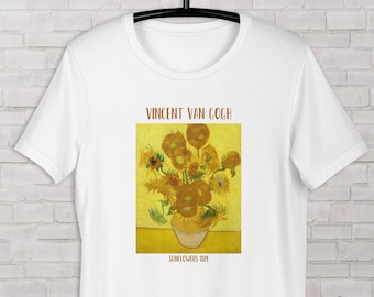 T-shirt zonnebloemen van Vincent van Gogh, gele bloemen Van Gog, T-shirt kunst cadeau voor kunstliefhebber, shirt beroemd schilderij, esthetische kleding