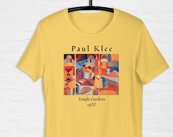 T-shirt moderne kunst schilderij Paul Klee Temple Gardens, vintage foto kubisme, Bauhaus, cadeau voor kunstliefhebber heldere tekening beroemde kunstenaar